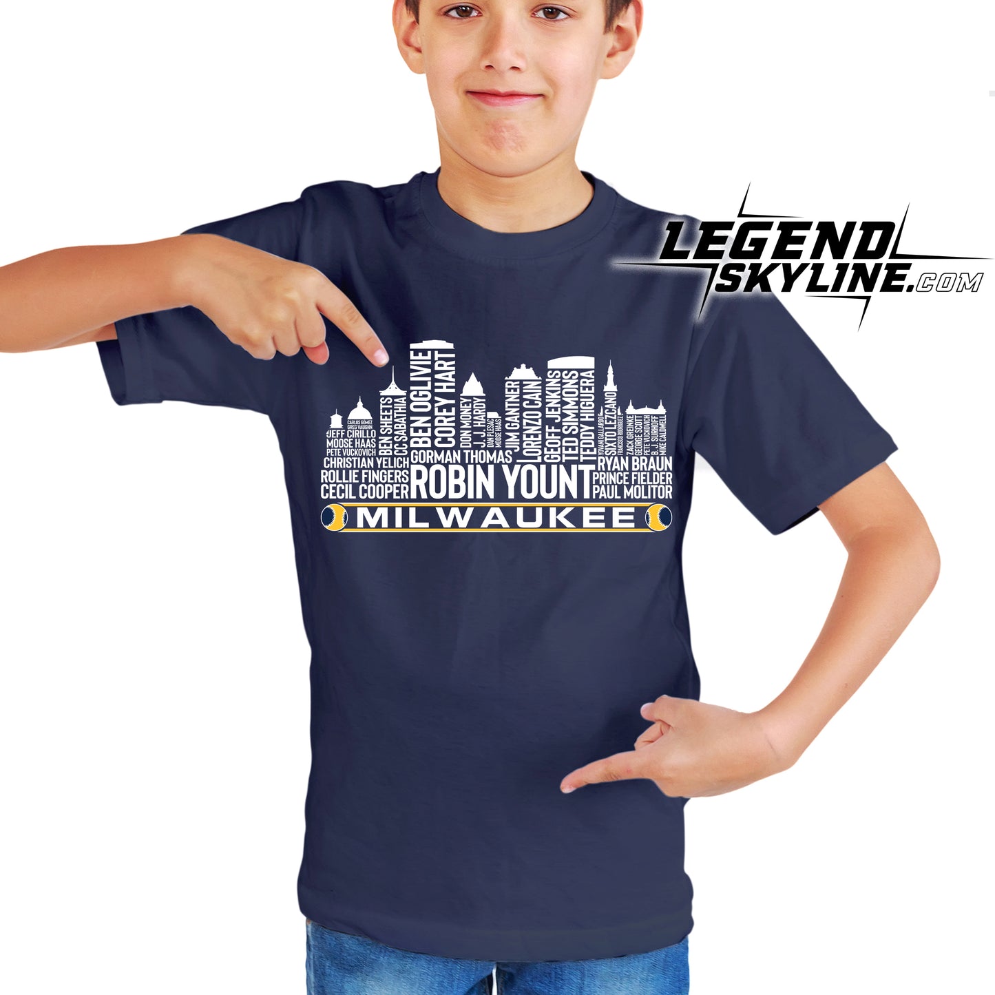 Milwaukee Baseball Team All Time Legends Milwaukee City Skyline Shirt