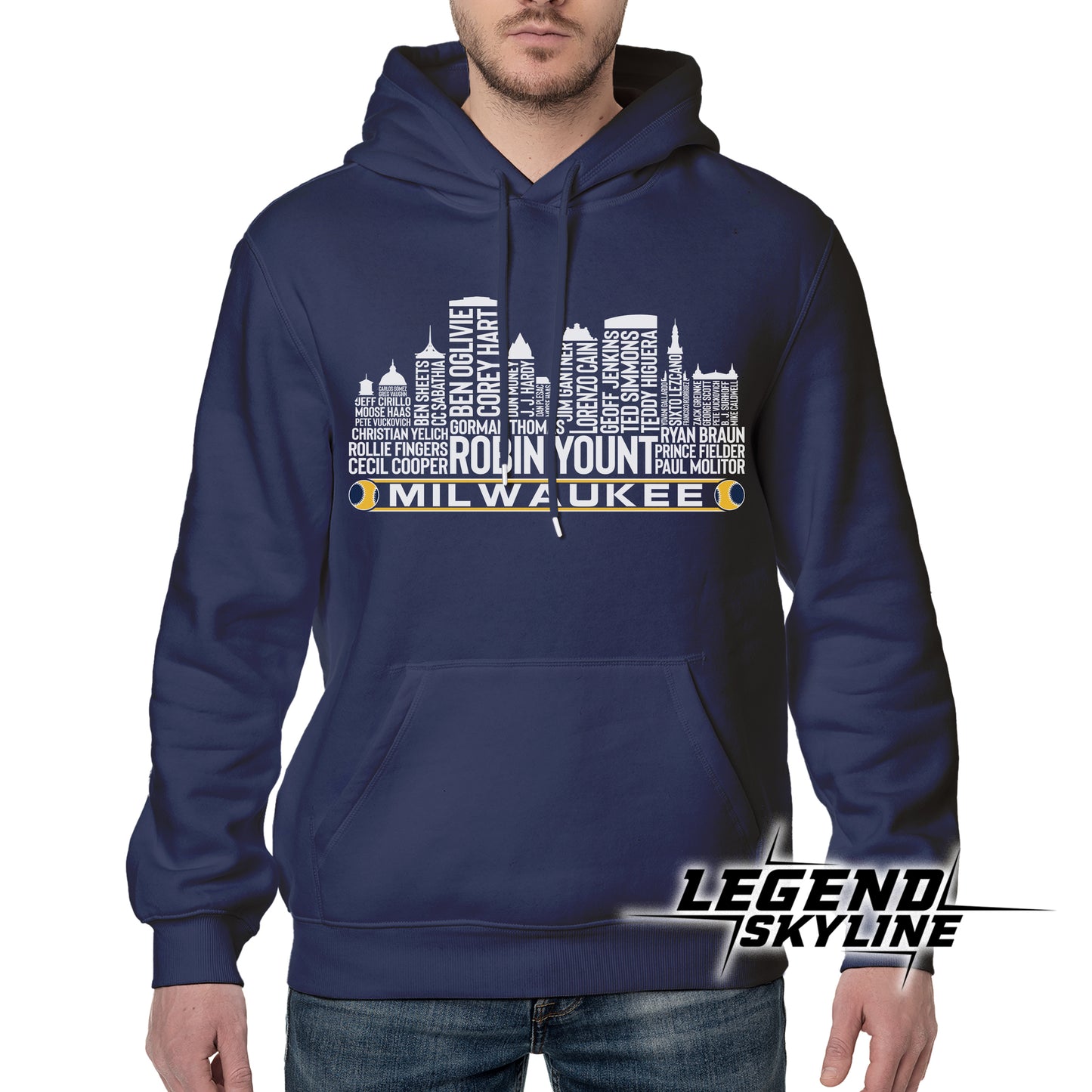 Milwaukee Baseball Team All Time Legends Milwaukee City Skyline Shirt