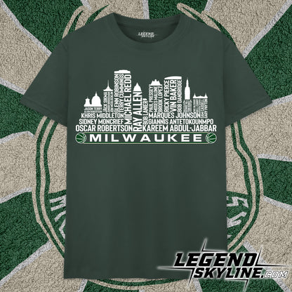 Milwaukee Basketball Team All Time Legends Milwaukee City Skyline Shirt