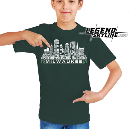Milwaukee Basketball Team All Time Legends Milwaukee City Skyline Shirt