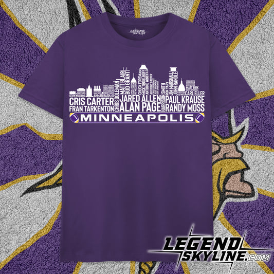 Minnesota Football Greatest Of All Time Team Legend Minneapolis City Skyline Shirt