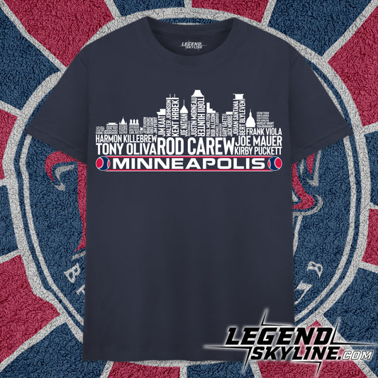 Minnesota Baseball Team All Time Legends Minneapolis City Skyline Shirt