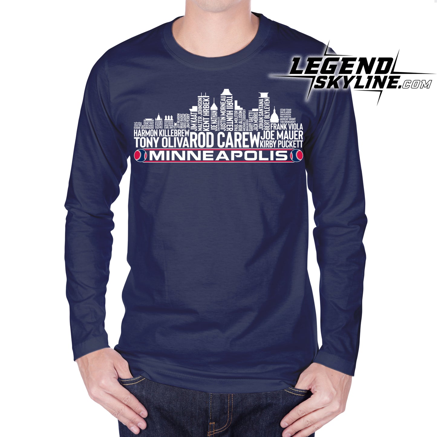 Minnesota Baseball Team All Time Legends Minneapolis City Skyline Shirt