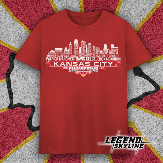 Kansas Football Dream Team Football LVII Champions 2023, Kansas City Skyline Shirt