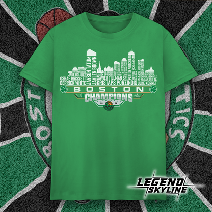 Boston Dream Team Basketball Champions 2024, Boston City Skyline Shirt