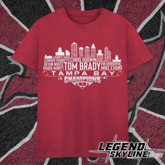 Tampa Bay Dream Team Football LV Champions 2021, Tampa Bay City Skyline Shirt