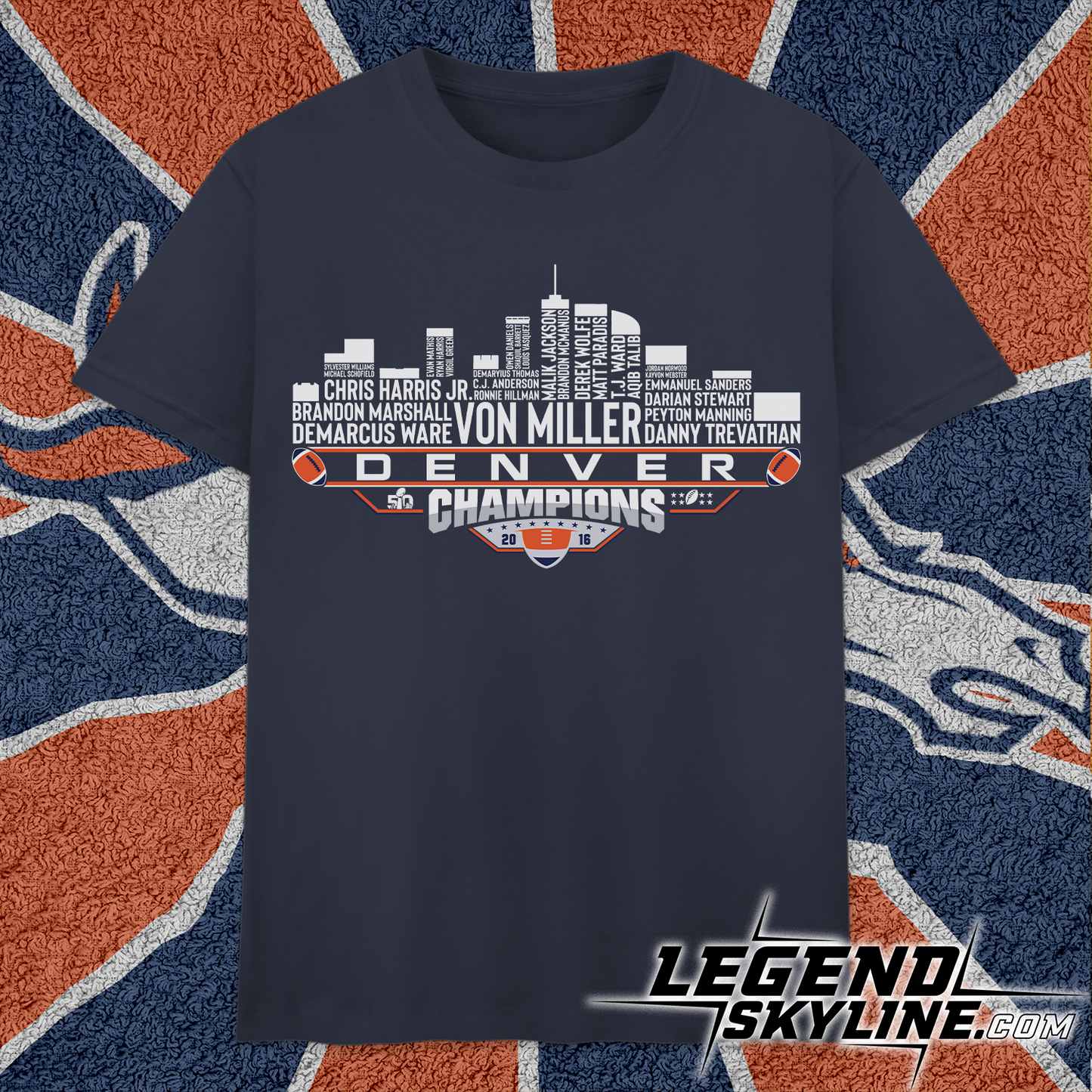 Denver Dream Team Football 50 Champions 2016, Denver City Skyline Shirt