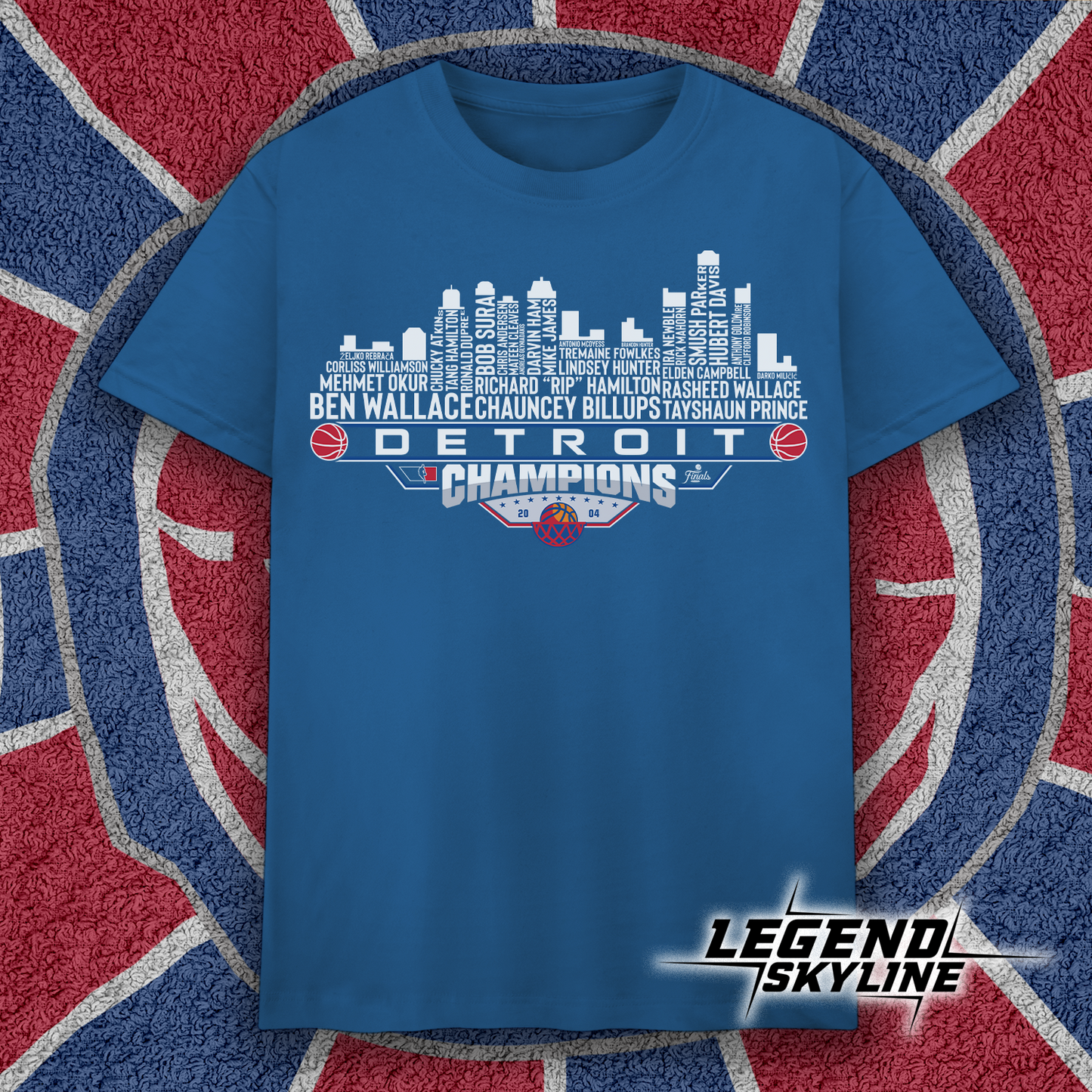Detroit Dream Team Basketball Champions 2004, Detroit City Skyline Shirt
