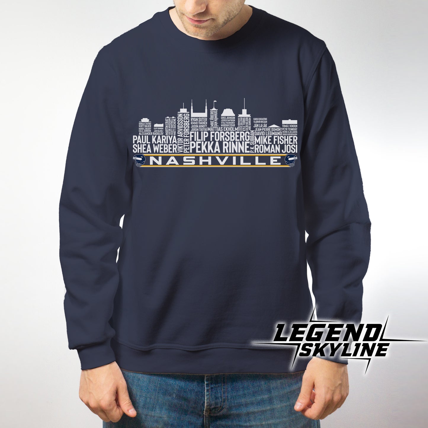 Nashville Hockey Team All Time Legends Nashville City Skyline Shirt