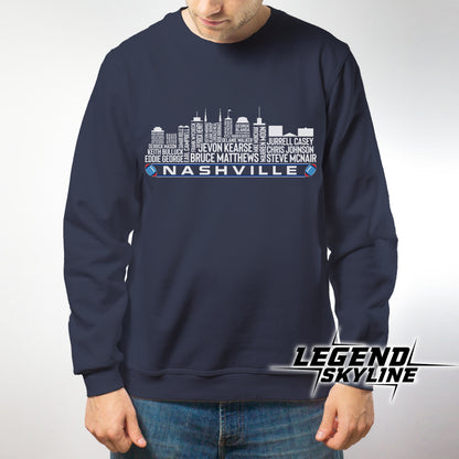 Tennessee Football Team All Time Legends Nashville City Skyline Shirt