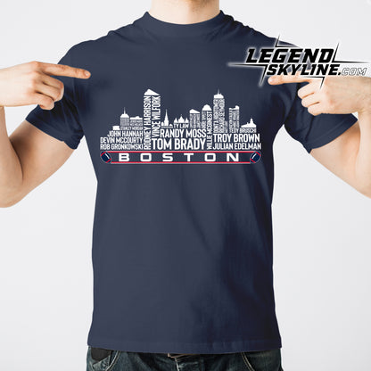 New England Football Team All Time Legends Boston City Skyline Shirt