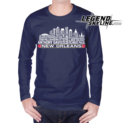 New Orleans Basketball Team All Time Legends New Orleans City Skyline Shirt