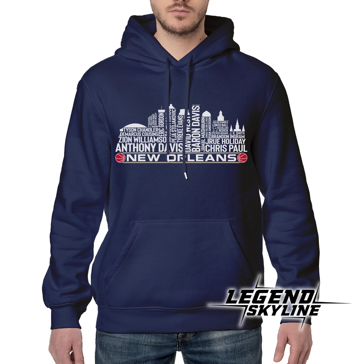 New Orleans Basketball Team All Time Legends New Orleans City Skyline Shirt