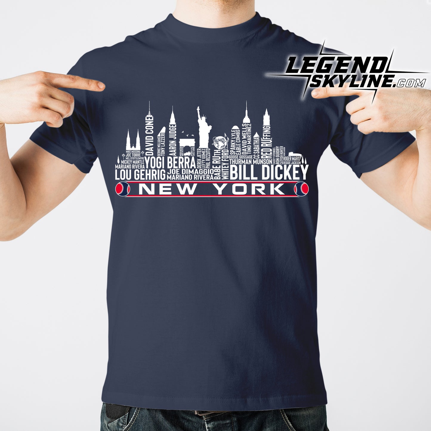 New York Baseball Team All Time Legends New York City Skyline Shirt