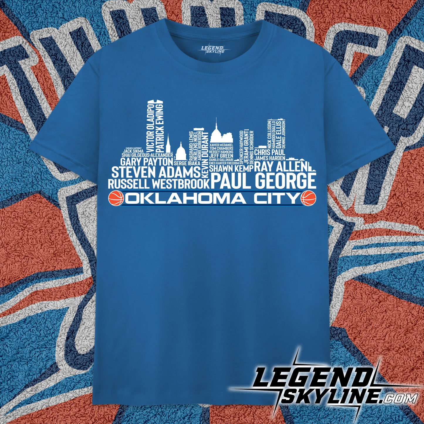 Oklahoma City Basketball Team All Time Legends Oklahoma City Skyline Shirt