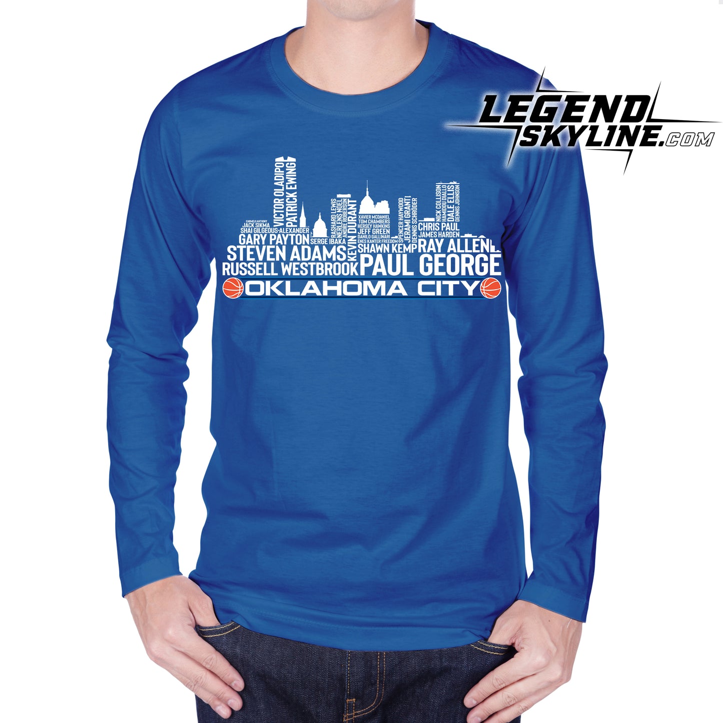 Oklahoma City Basketball Team All Time Legends Oklahoma City Skyline Shirt