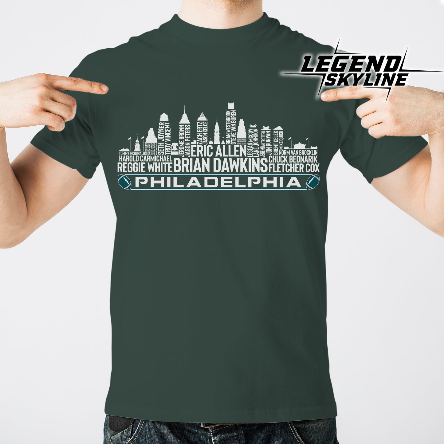 Philadelphia Football Team All Time Legends Philadelphia City Skyline Shirt
