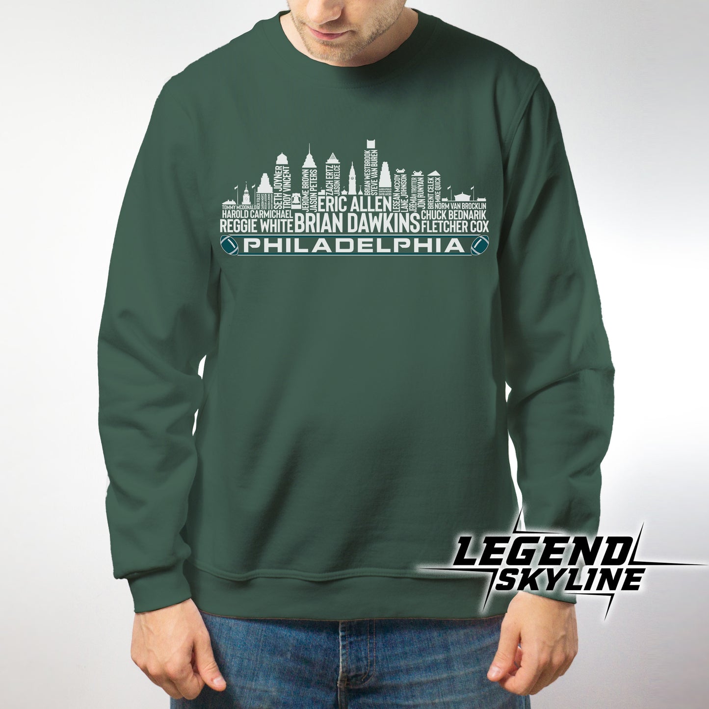 Philadelphia Football Team All Time Legends Philadelphia City Skyline Shirt