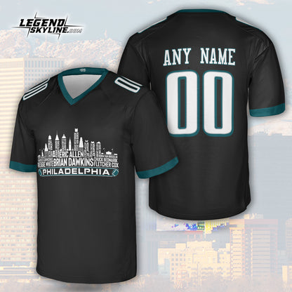 Philadelphia Custom Football Jersey Greatest Of All Time Team Legends, Philadelphia City Skyline Shirt, Personalized Embroidery Name Number