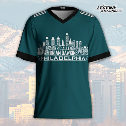 Philadelphia Custom Football Jersey Greatest Of All Time Team Legends, Philadelphia City Skyline Shirt, Personalized Embroidery Name Number