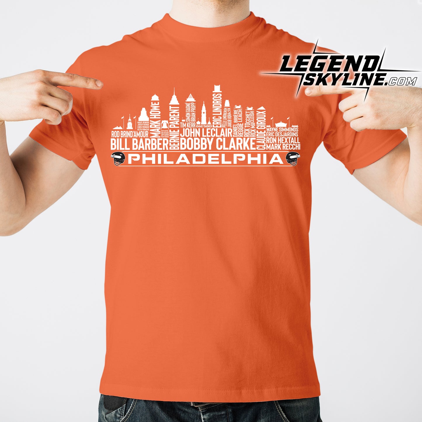 Philadelphia Hockey Team All Time Legends Philadelphia City Skyline Shirt