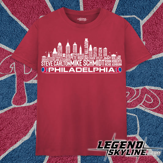 Philadelphia Baseball Team All Time Legends Philadelphia City Skyline Shirt