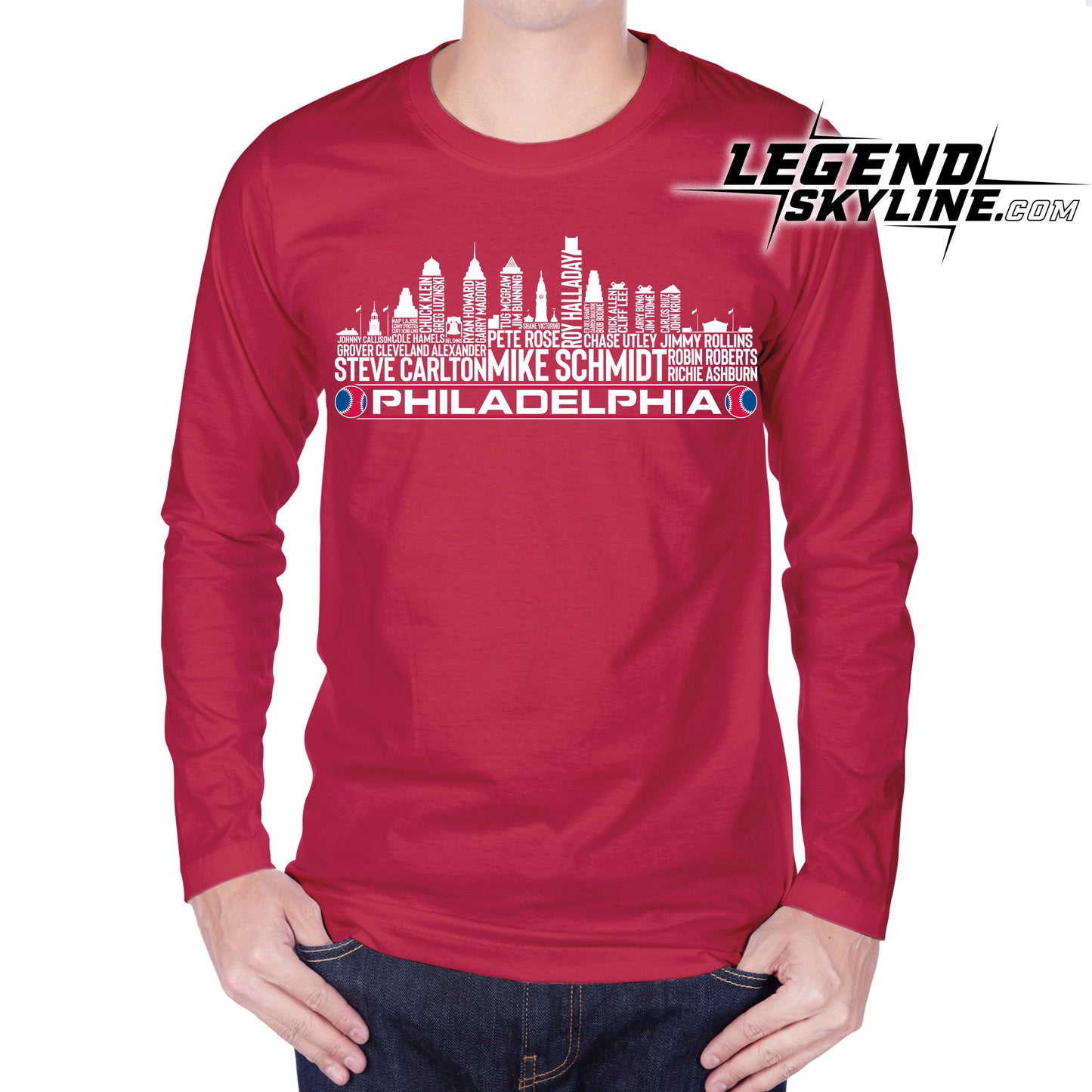 Philadelphia Baseball Team All Time Legends Philadelphia City Skyline Shirt