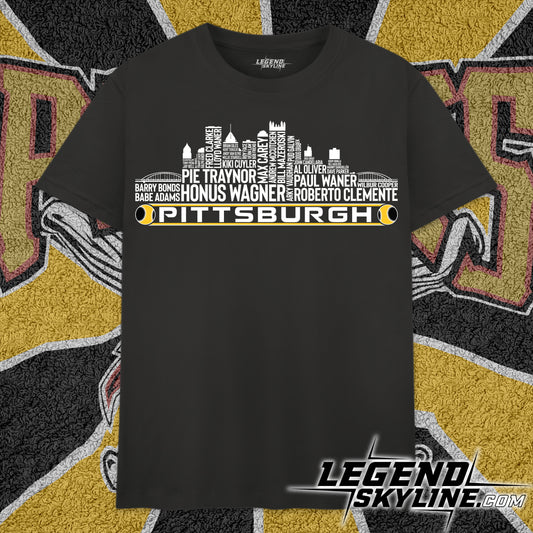 Pittsburgh Baseball Team All Time Legends Pittsburgh City Skyline Shirt
