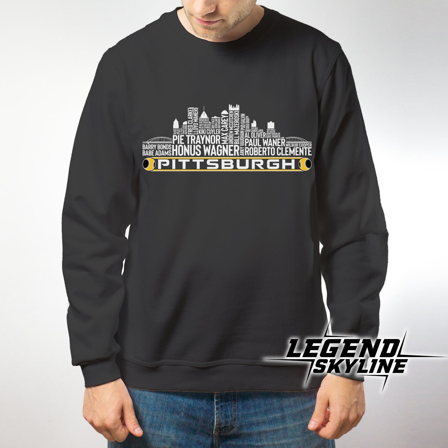 Pittsburgh Baseball Team All Time Legends Pittsburgh City Skyline Shirt