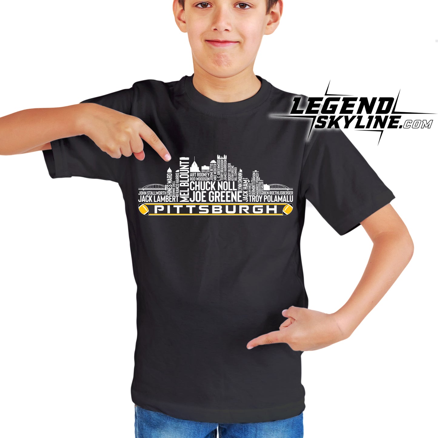 Pittsburgh Football Team All Time Legends Pittsburgh City Skyline Shirt