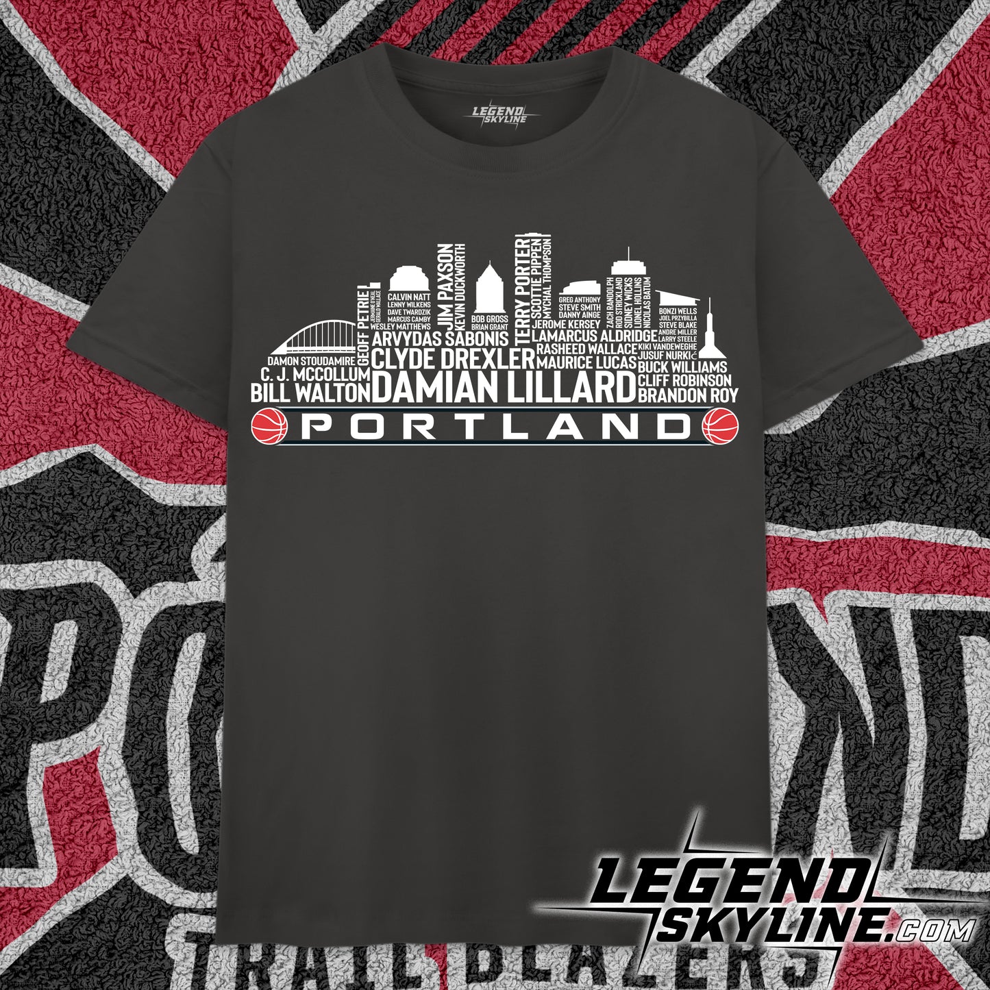 Portland Basketball Team All Time Legends Portland City Skyline Shirt