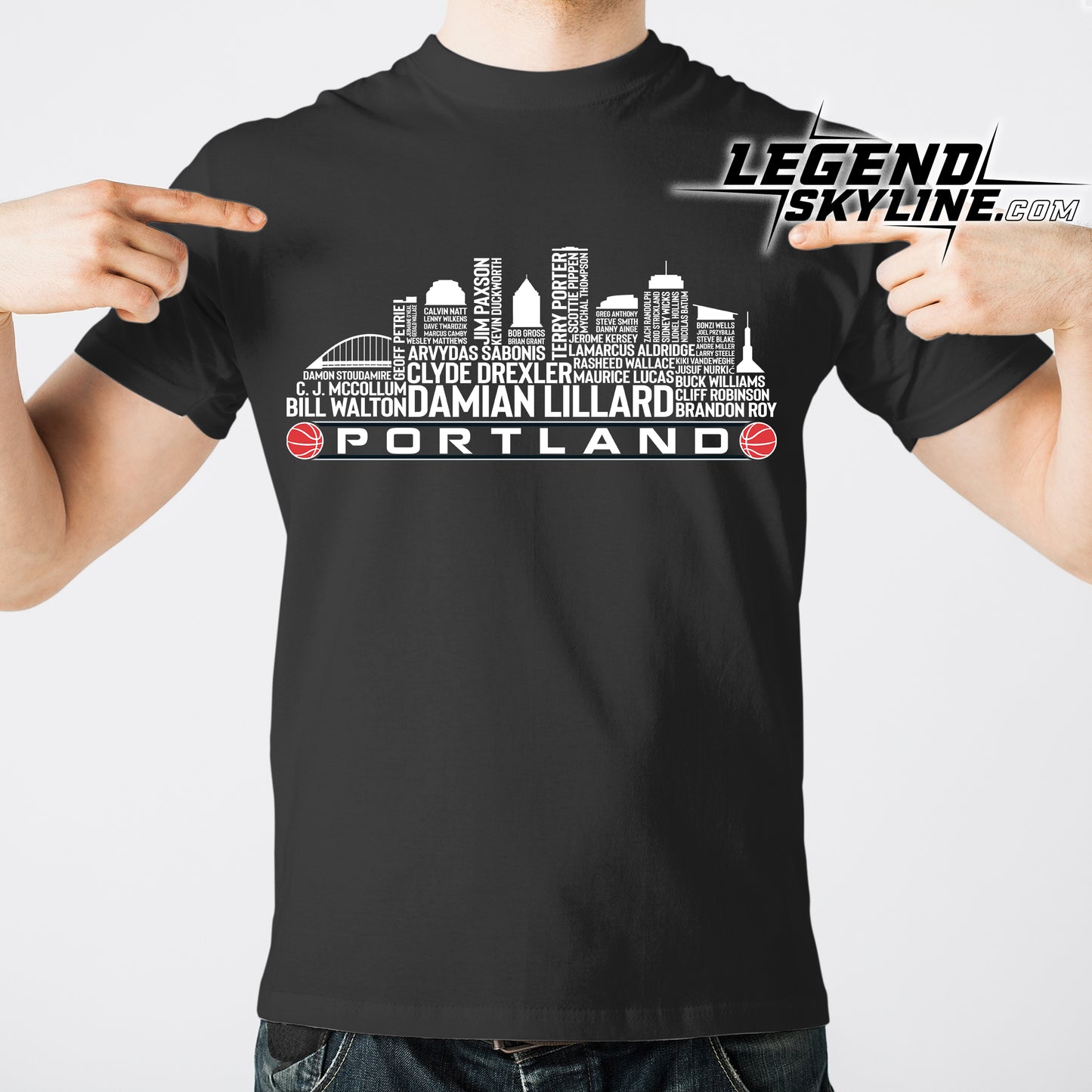 Portland Basketball Team All Time Legends Portland City Skyline Shirt