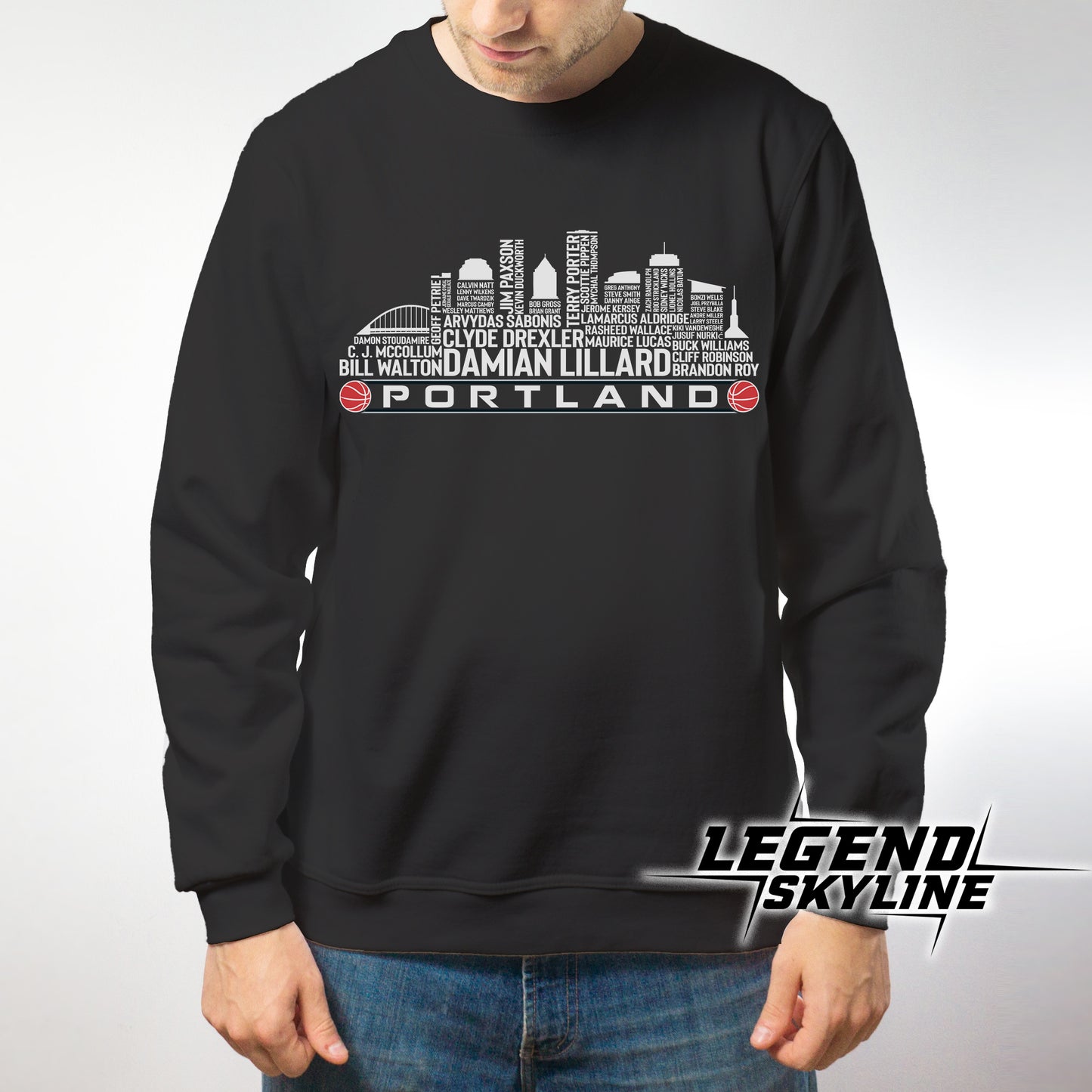 Portland Basketball Team All Time Legends Portland City Skyline Shirt