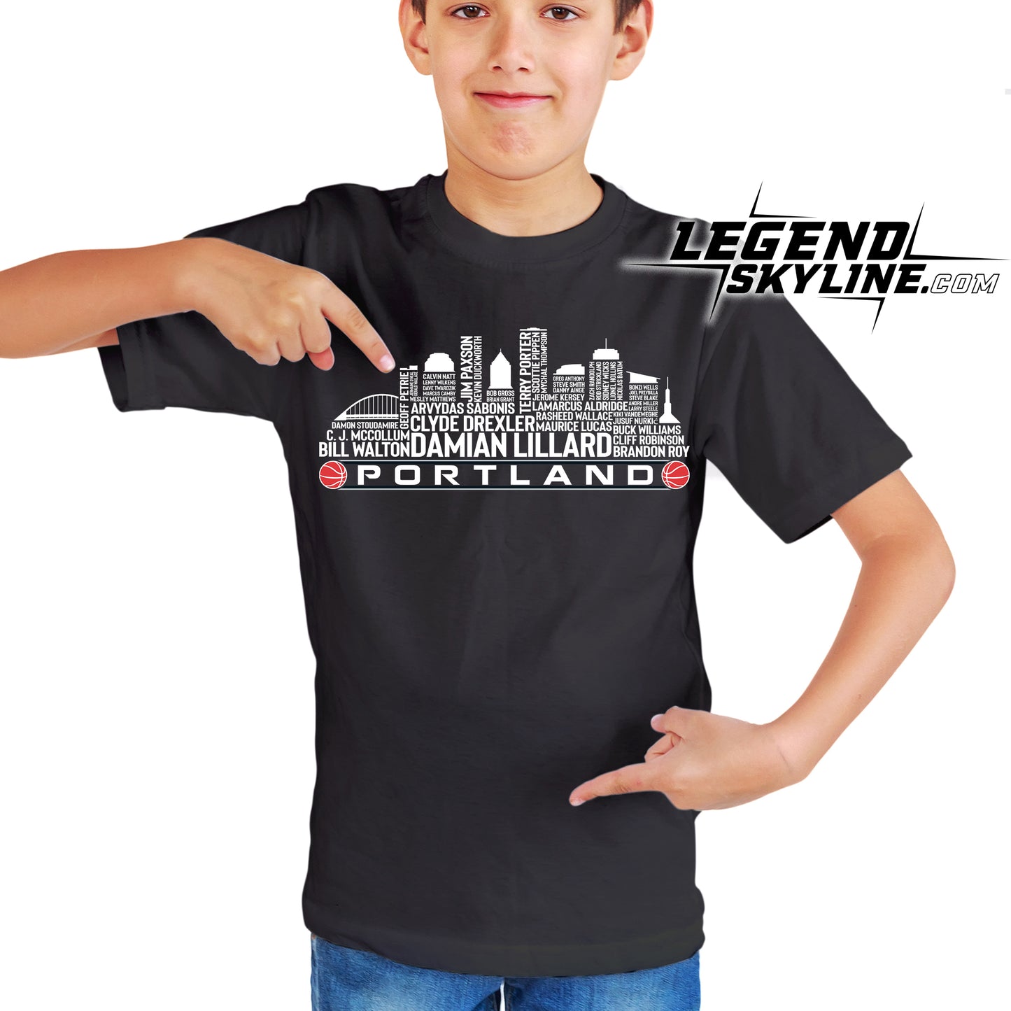 Portland Basketball Team All Time Legends Portland City Skyline Shirt