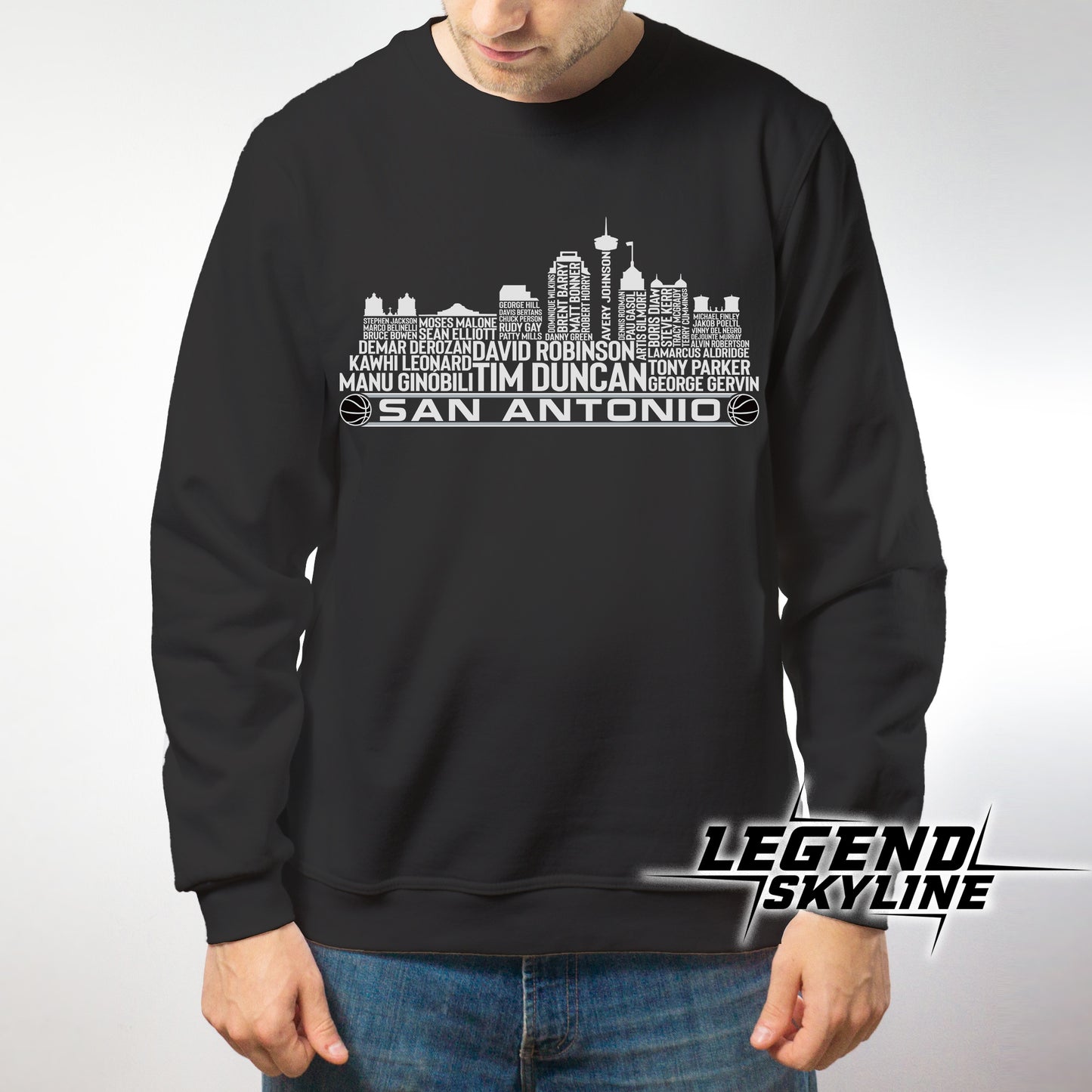 San Antonio Basketball Team All Time Legends San Antonio City Skyline Shirt