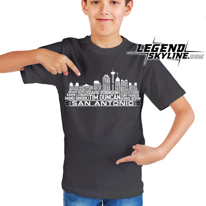 San Antonio Basketball Team All Time Legends San Antonio City Skyline Shirt