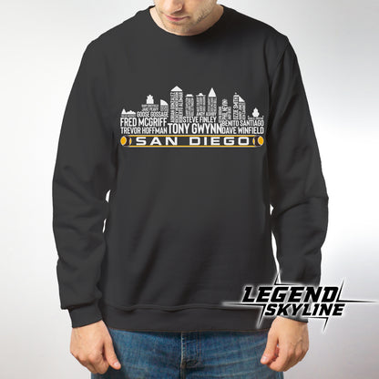 San Diego Baseball Team All Time Legends San Diego City Skyline Shirt