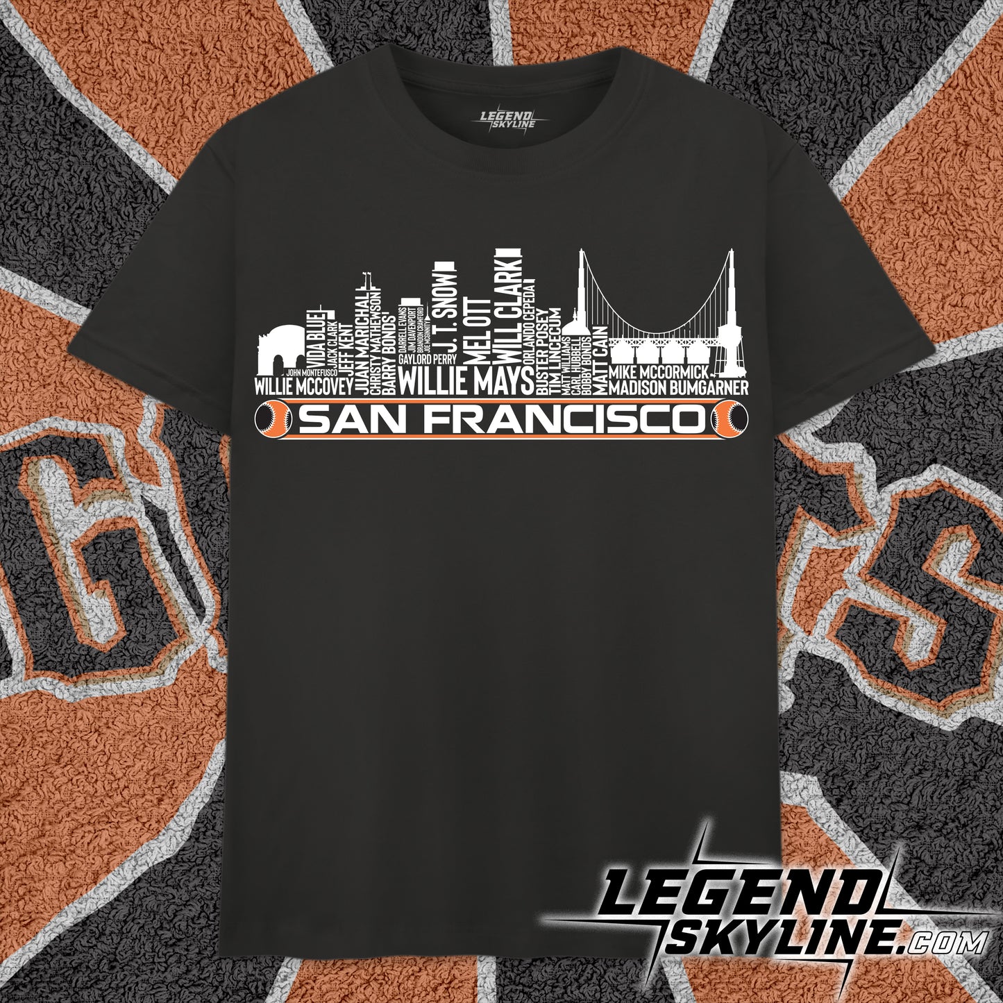 San Francisco Baseball Team All Time Legends San Francisco City Skyline Shirt