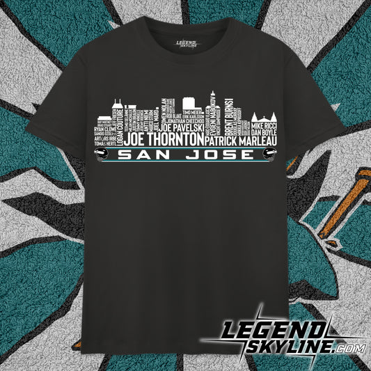 San Jose Hockey Team All Time Legends San Jose City Skyline Shirt