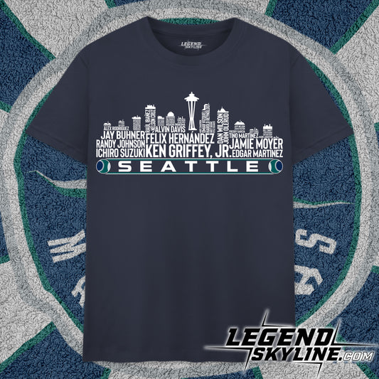 Seattle Baseball Team All Time Legends Seattle City Skyline Shirt