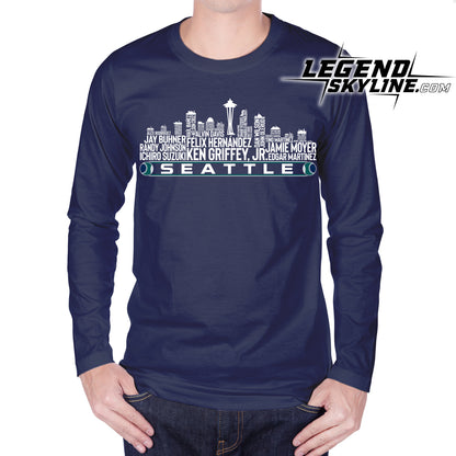 Seattle Baseball Team All Time Legends Seattle City Skyline Shirt