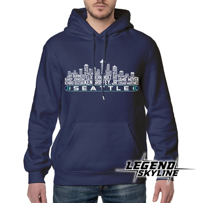 Seattle Baseball Team All Time Legends Seattle City Skyline Shirt