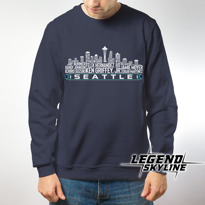 Seattle Baseball Team All Time Legends Seattle City Skyline Shirt