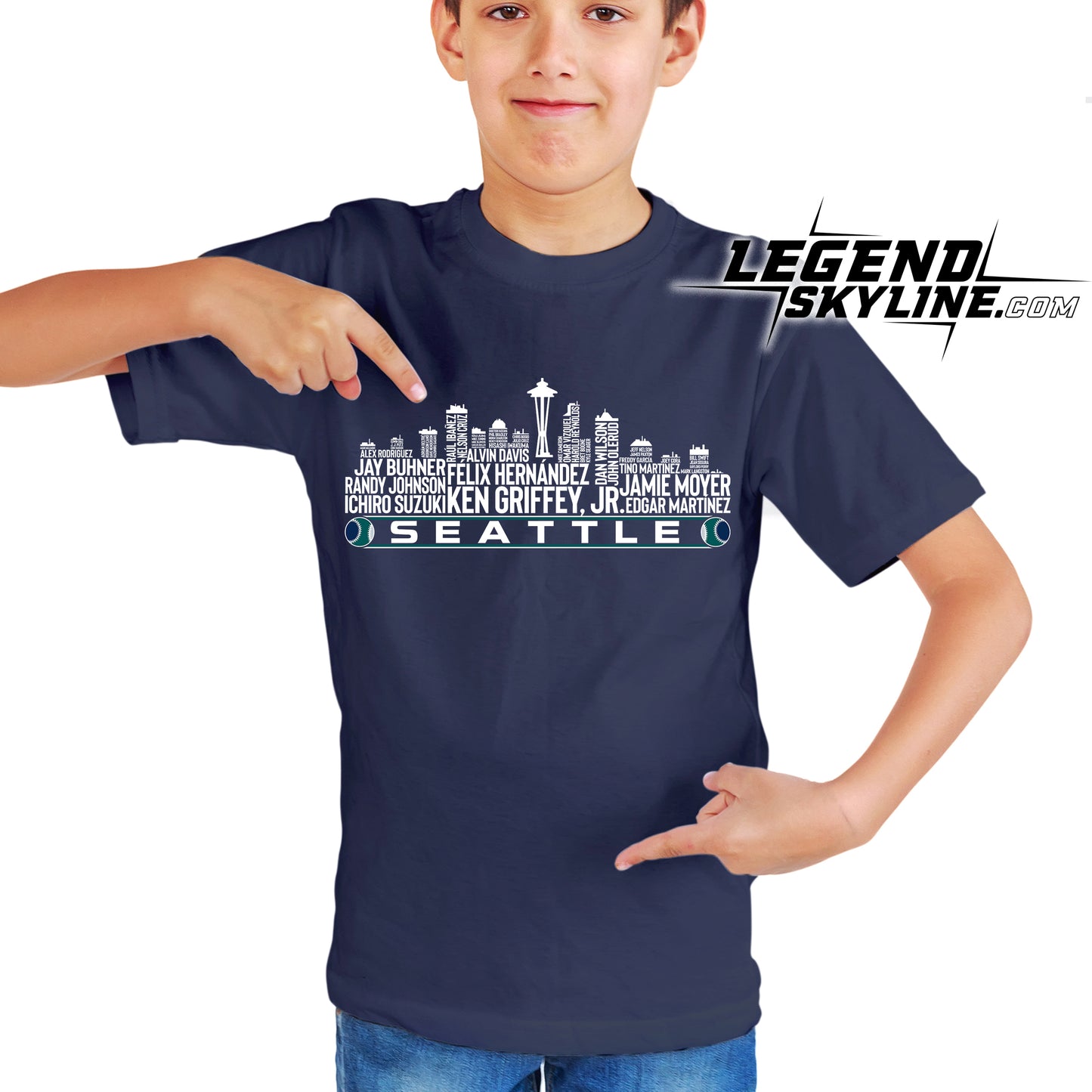 Seattle Baseball Team All Time Legends Seattle City Skyline Shirt