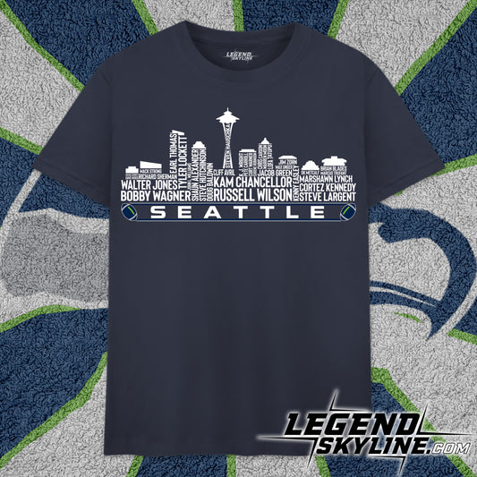 Seattle Football Greatest Of All Time Team Legend Seattle City Skyline Shirt