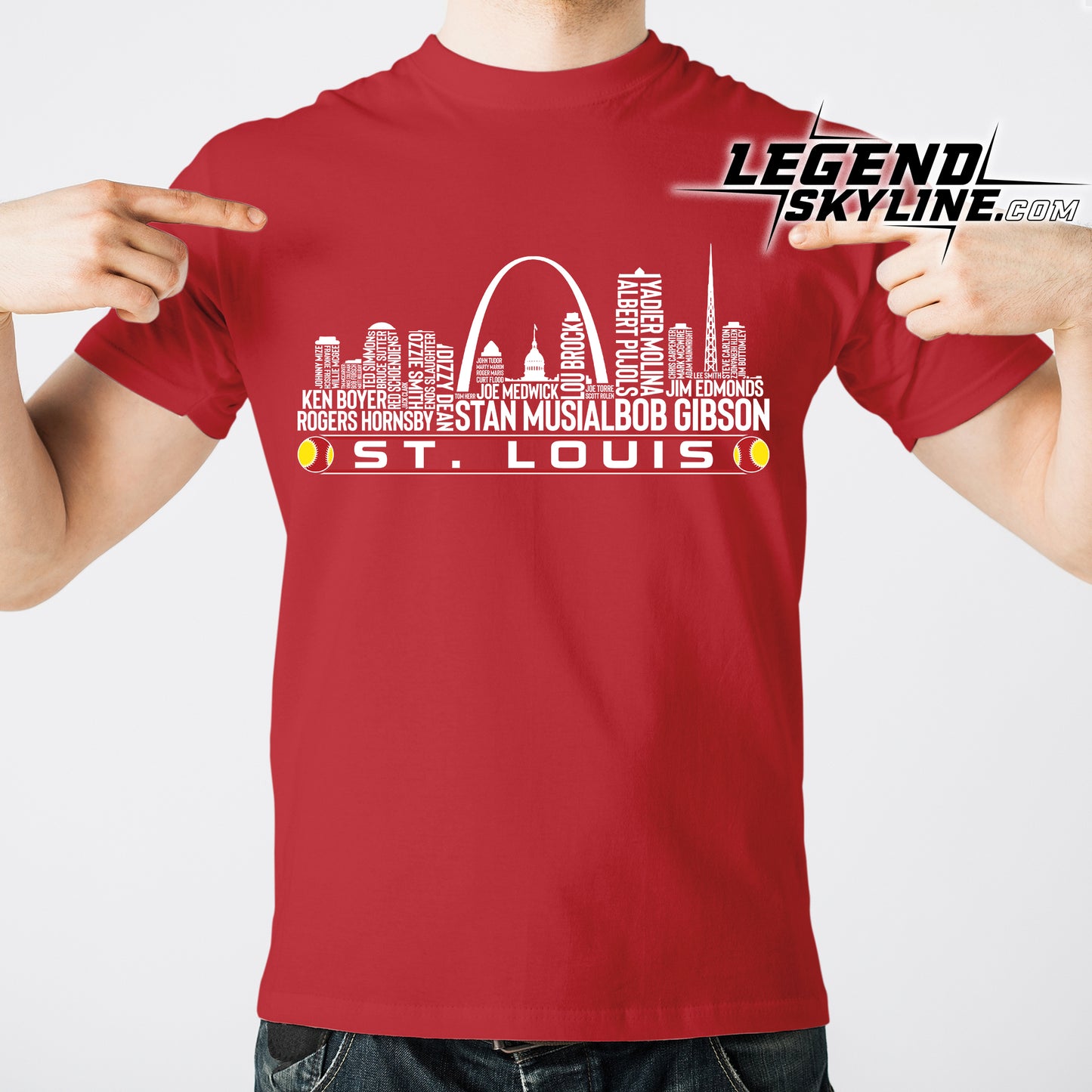 St. Louis Baseball Team All Time Legends St. Louis City Skyline Shirt