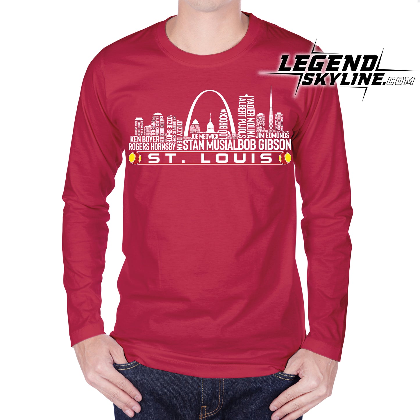 St. Louis Baseball Team All Time Legends St. Louis City Skyline Shirt