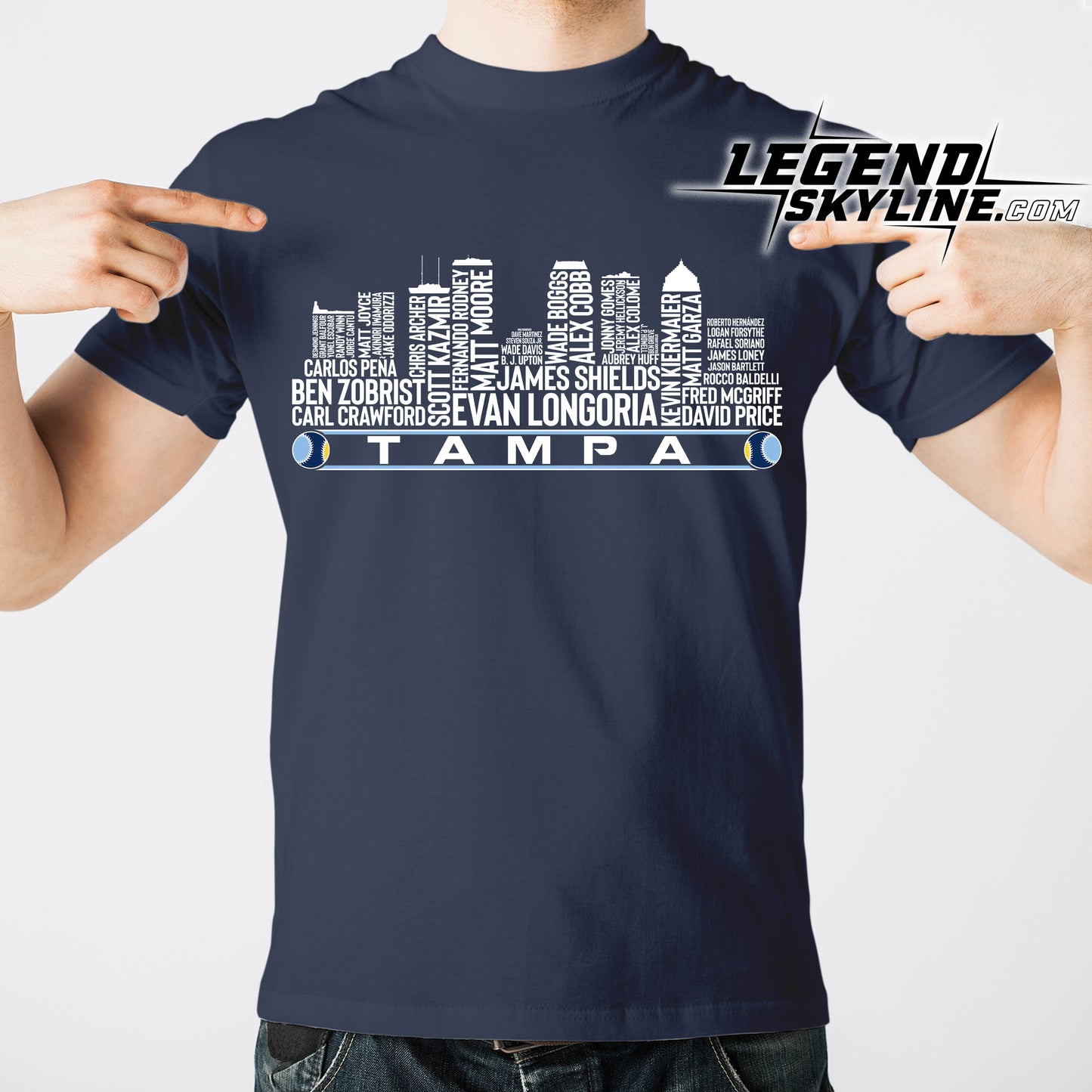 Tampa Bay Baseball Team All Time Legends Tampa Bay City Skyline Shirt