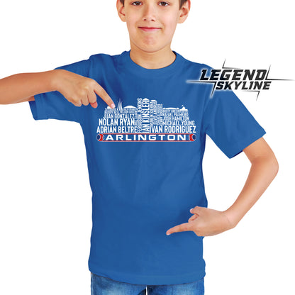 Texas Baseball Team All Time Legends Arlington City Skyline Shirt