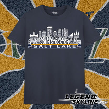 Utah Basketball Team All Time Legends Salt Lake City Skyline Shirt